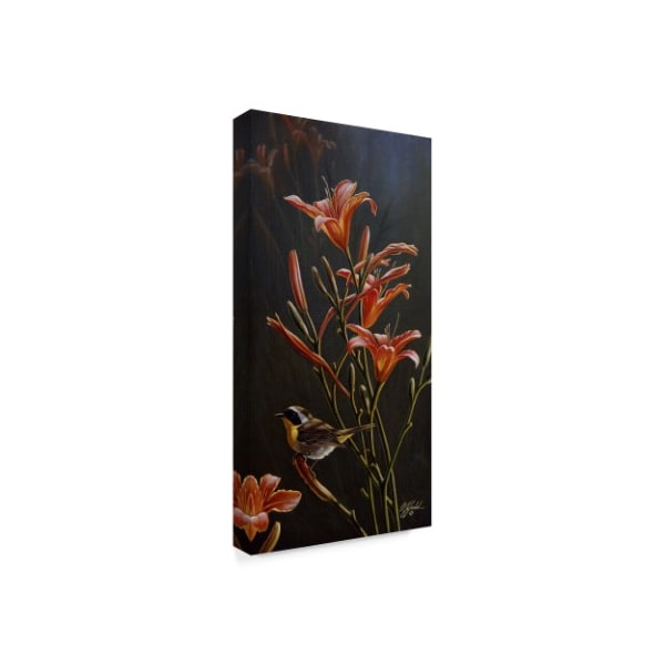 Wilhelm Goebel 'Yellowthroat And Daylilies' Canvas Art,12x24